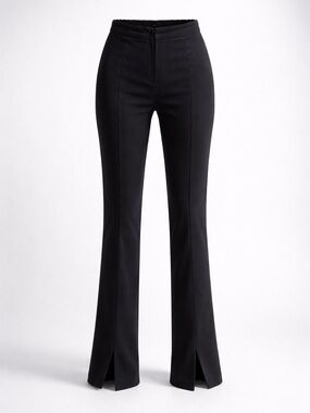 Memmerize Women’s Business Casual Black Split Hem Stretch Pants Size 6 Made USA